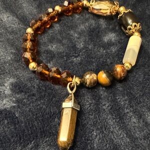 Chic Multicolor Beaded Bracelet with Crystal Charm